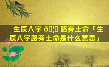 生辰八字 🦆 路旁土命「生辰八字路旁土命是什么意思」